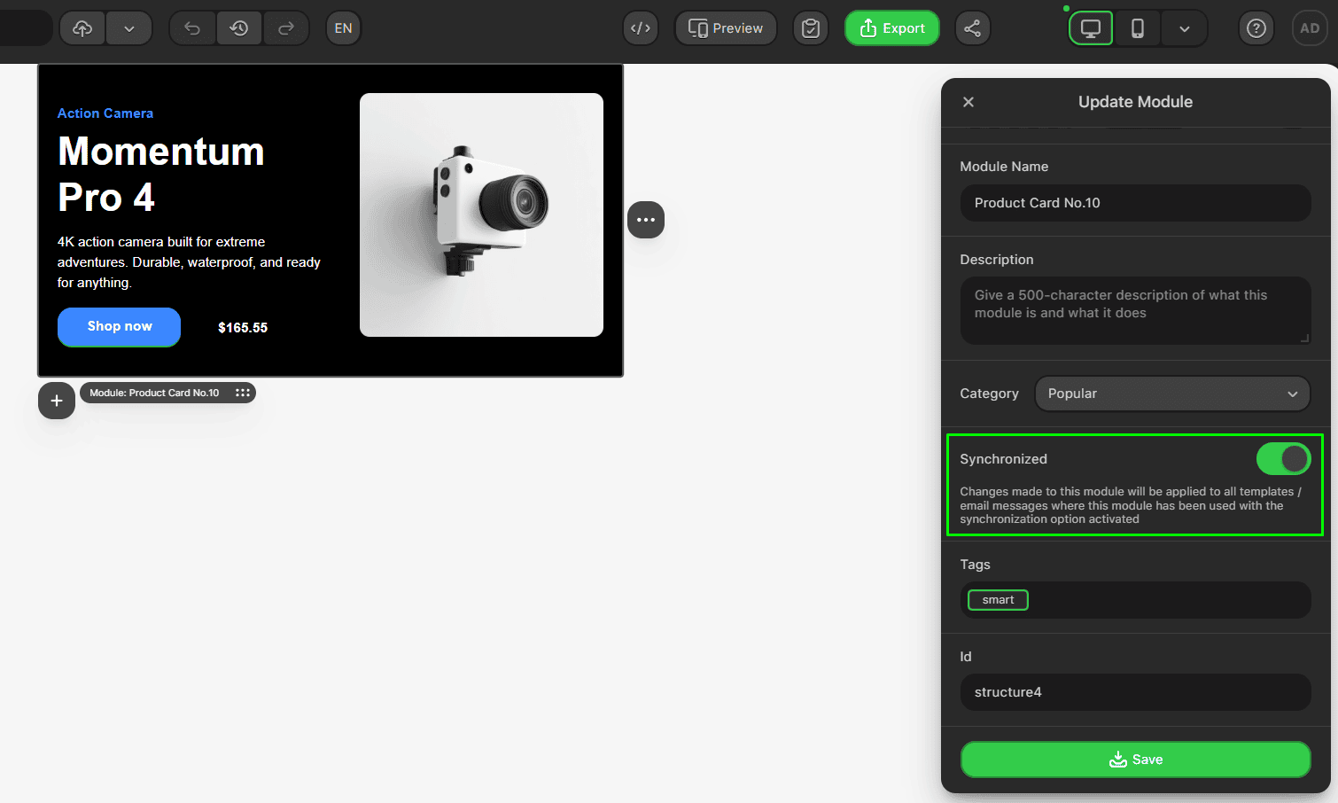 Saving module as synchronized
