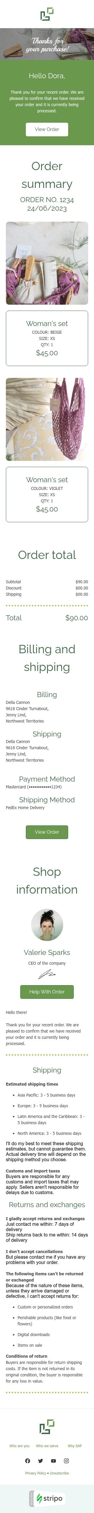 Order confirmation email template by Stripo Order confirmation email template by Stripo