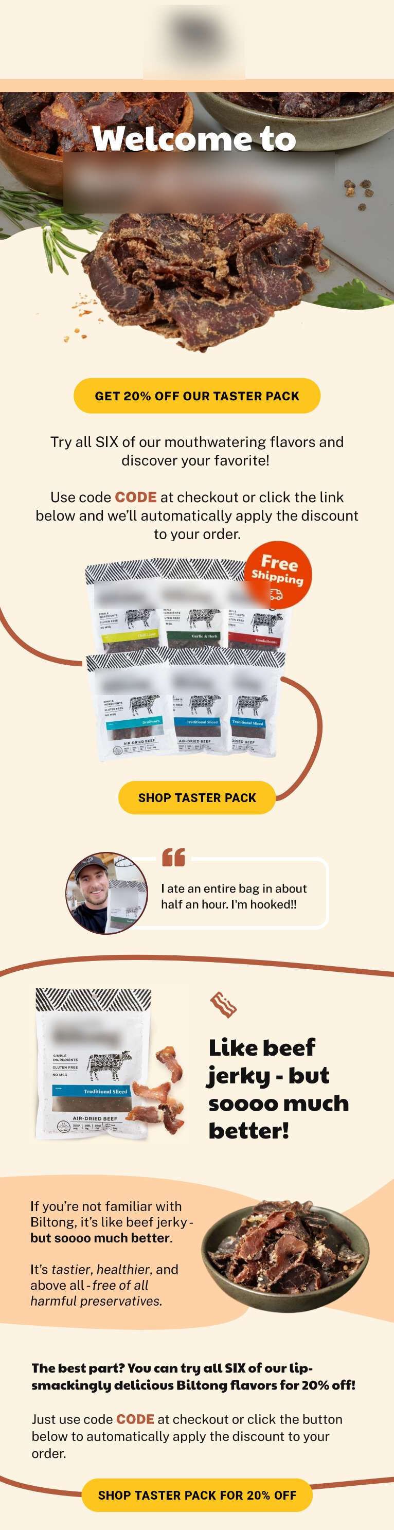 Приклад привітального листа для бренду в сфері eCommerce