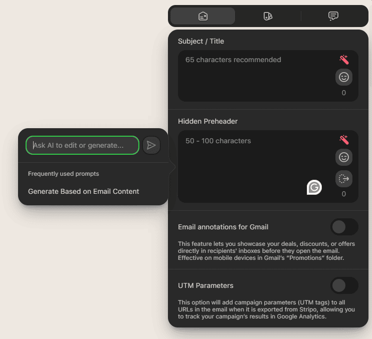 AI feature input field