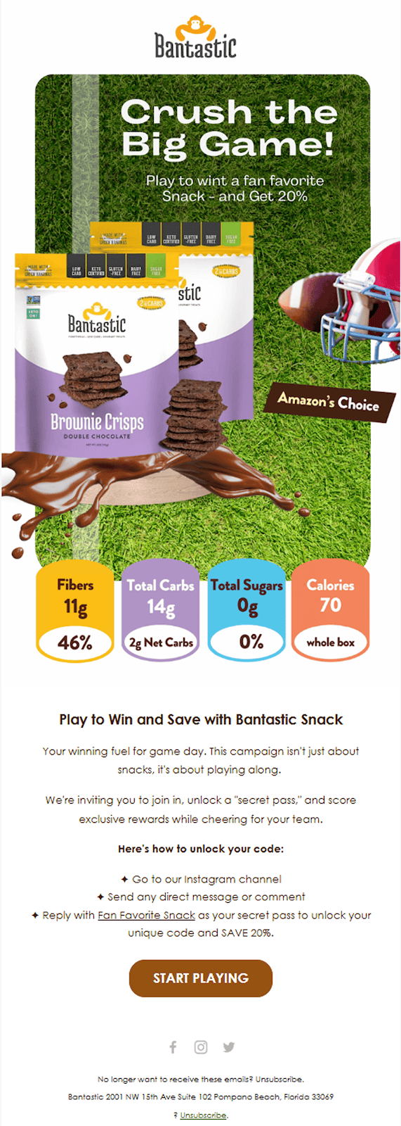 Example of Super Bowl email campaign for Brazil