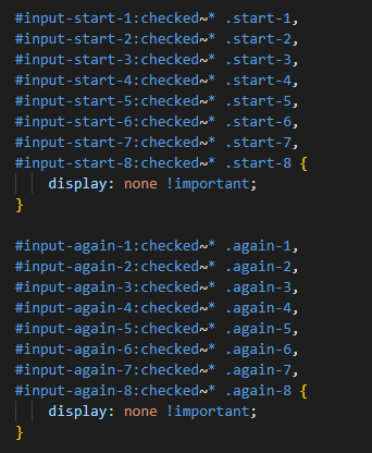Code for hiding each button
