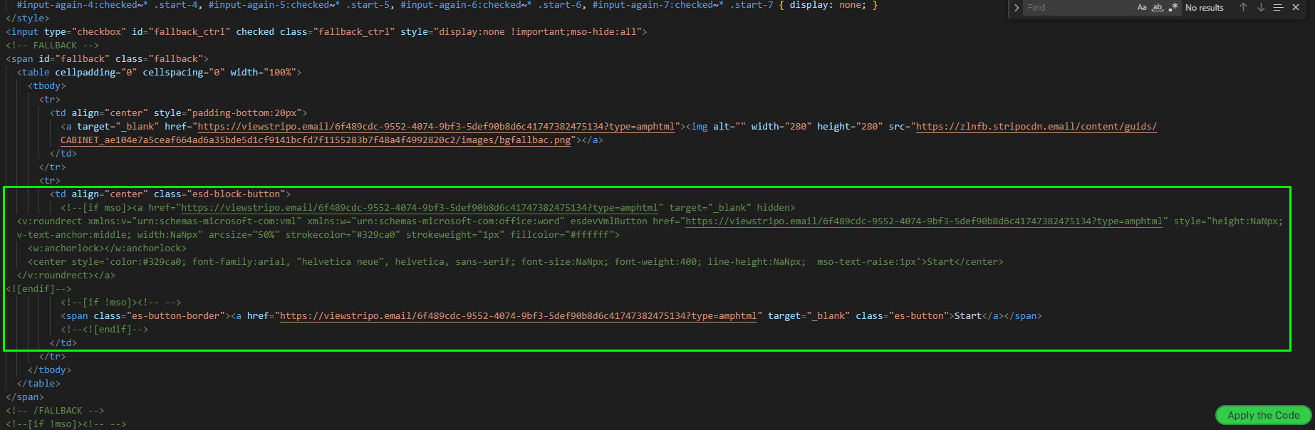Code to replace for fallback button