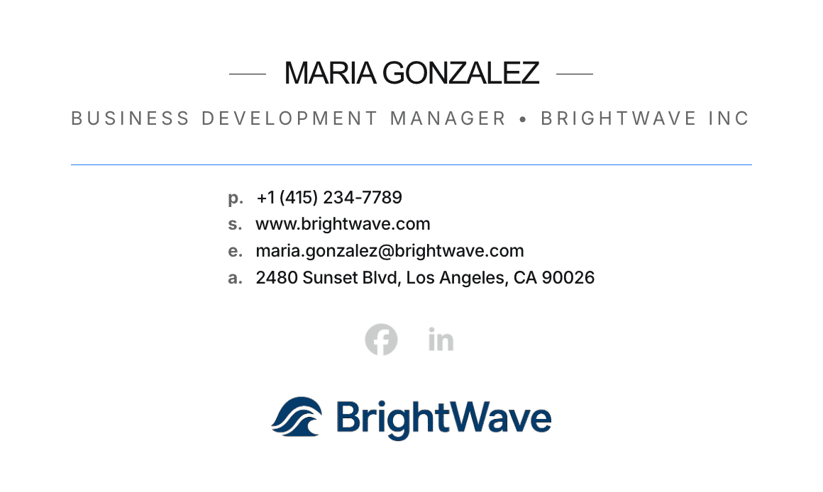 Sales email signature example featuring the company&rsquo;s logo, created with the Stripo email signature generator