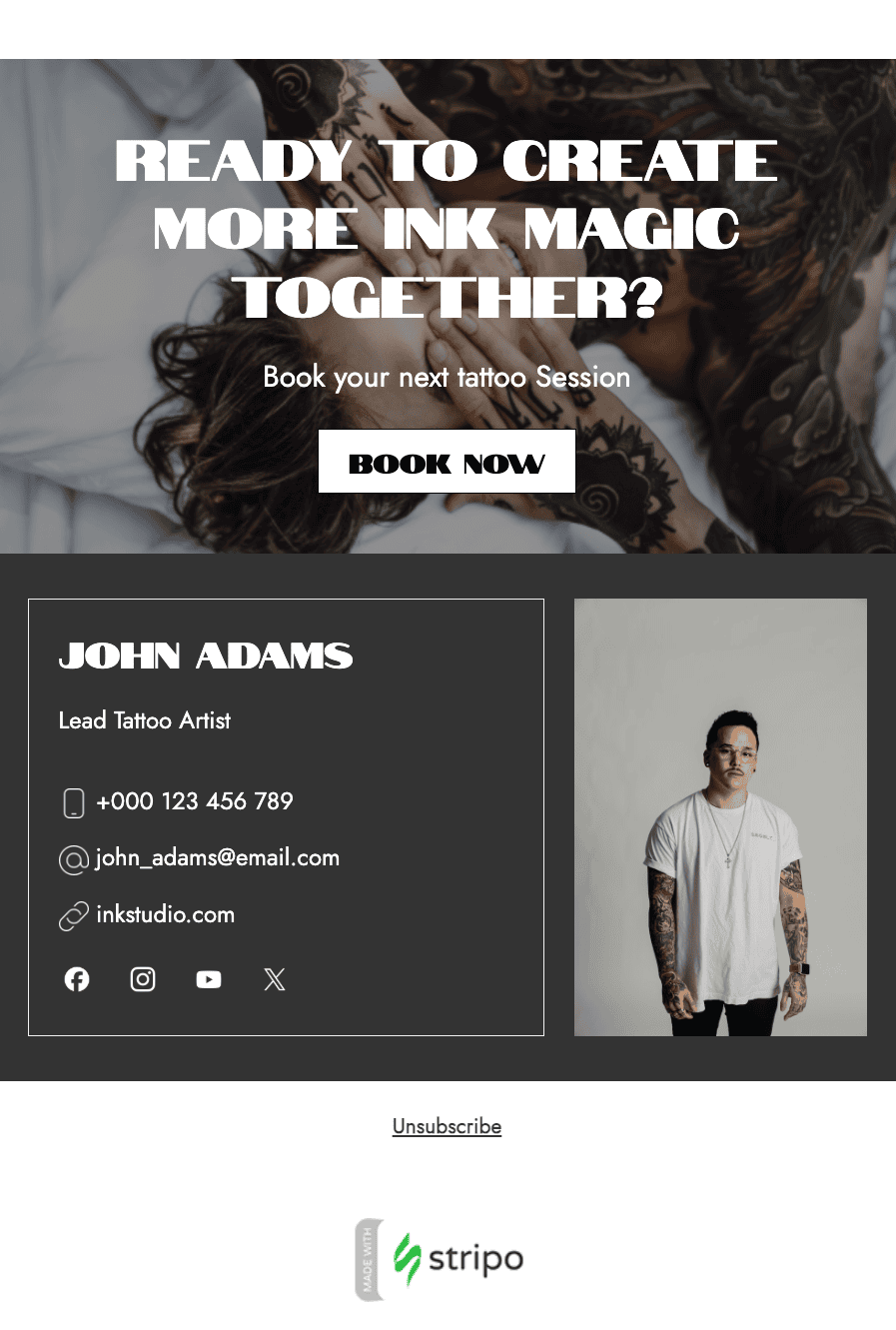 Client retention email signature example, created with Stripo&rsquo;s email builder