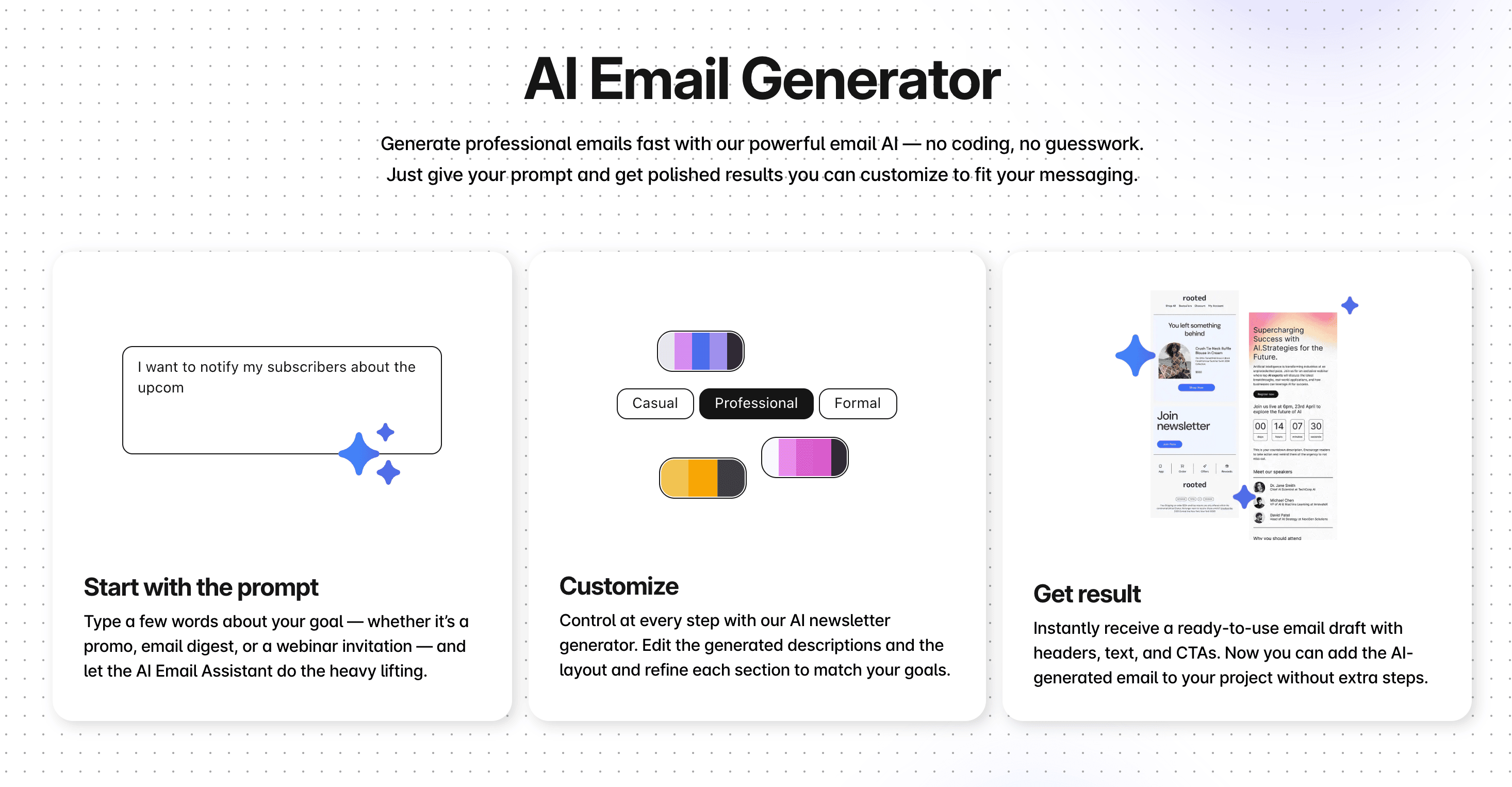 Use of AI email generator by Stripo Use of AI email generator by Stripo