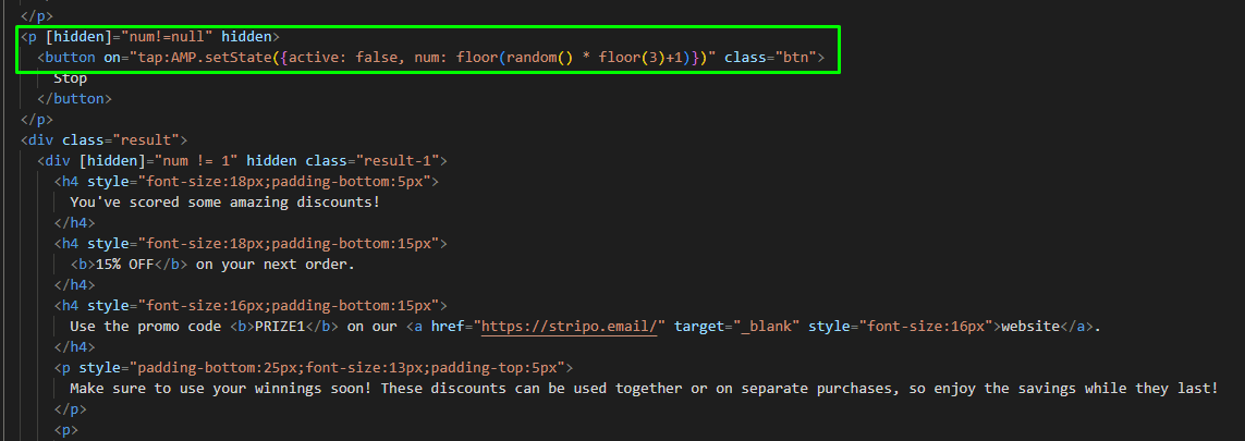 Result randomization code