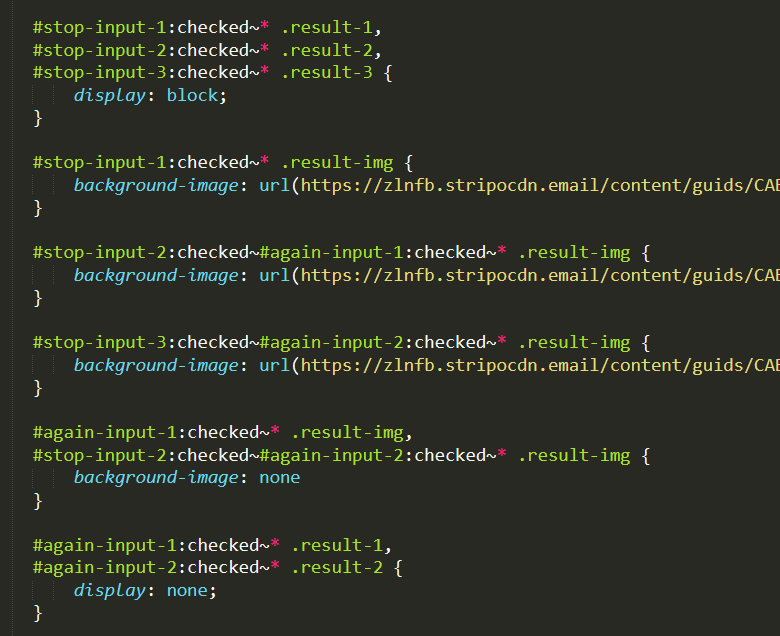 Styles for displaying results