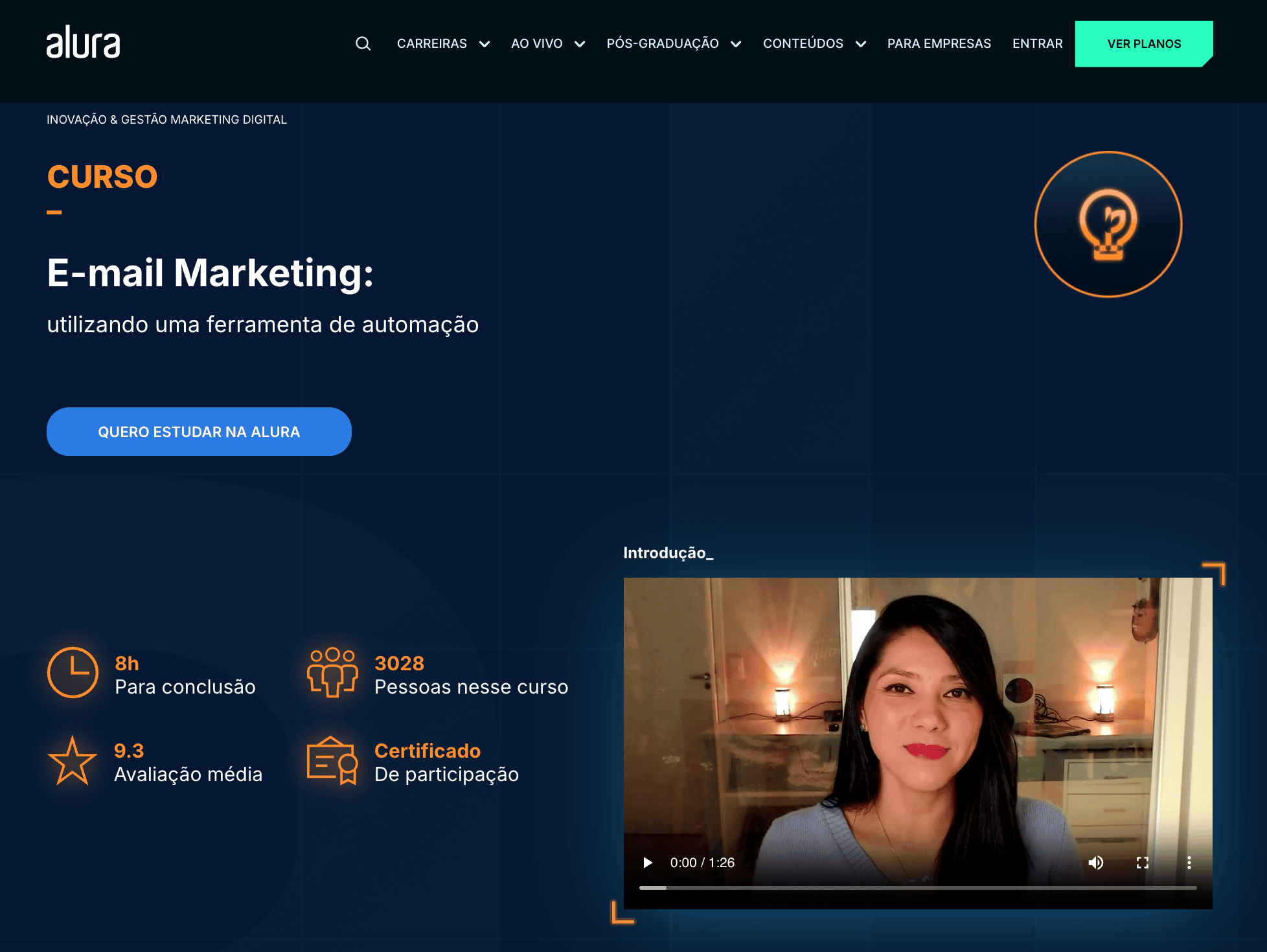 Curso de E-mail Marketing na plataforma Alura