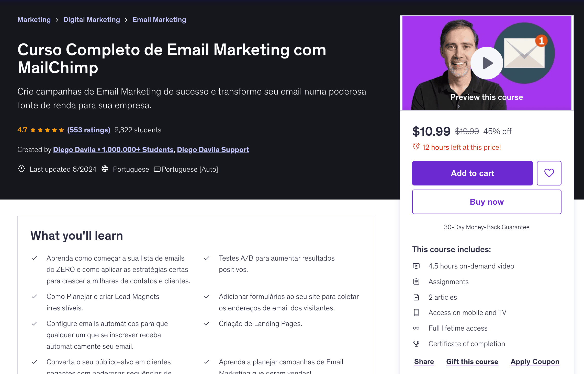 Curso completo de E-mail Marketing com especialista brasileiro