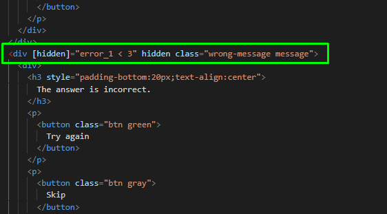 Code for hiding error message