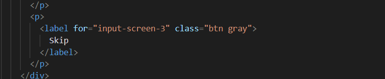 Code for the right Skip button operation on the second step