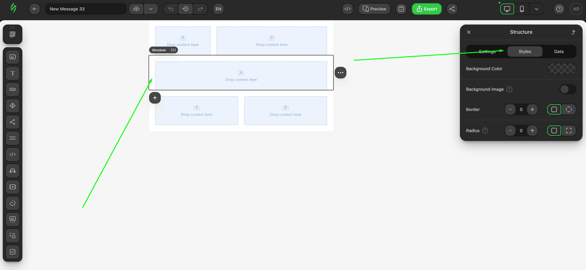 Styles option Styles option