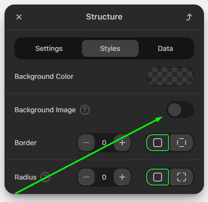 Enabling a background image option Enabling a background image option