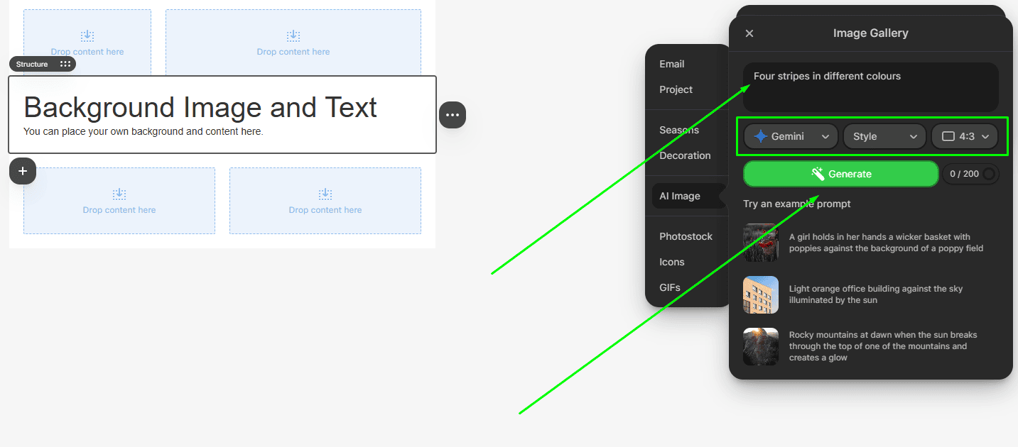 Adding prompt and tweaking AI generation settings Adding prompt and tweaking AI generation settings