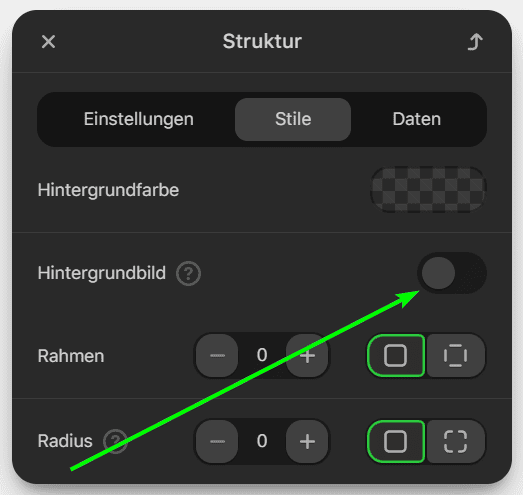 Aktivieren einer Option für Hintergrundbilder Aktivieren einer Option für Hintergrundbilder