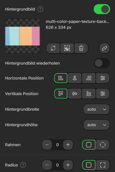 Hintergrundbildeinstellungen Hintergrundbildeinstellungen