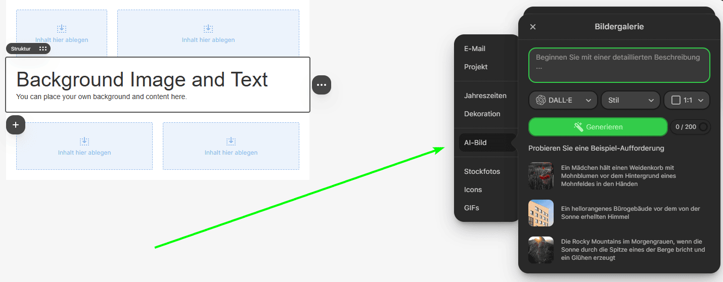 Option „KI-Bild“ Option „KI-Bild“