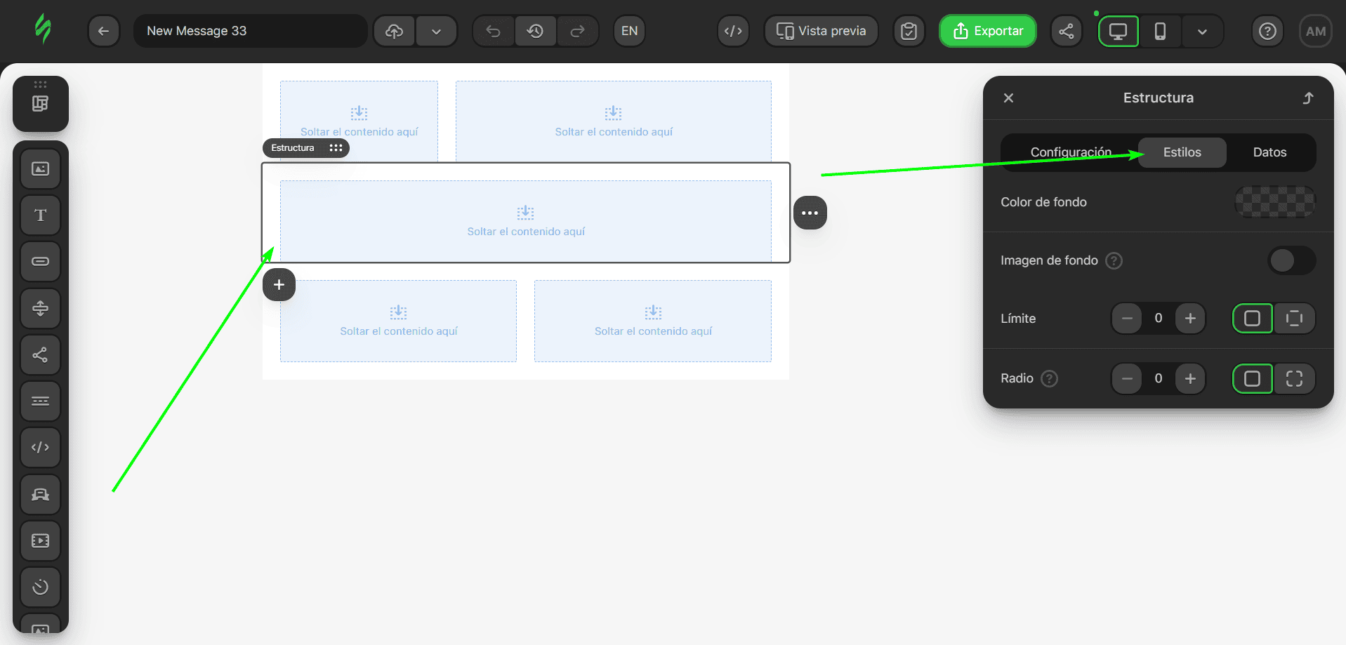 Opción Estilos Opción Estilos