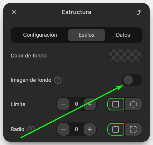 Habilitar una opción de imagen de fondo Habilitar una opción de imagen de fondo
