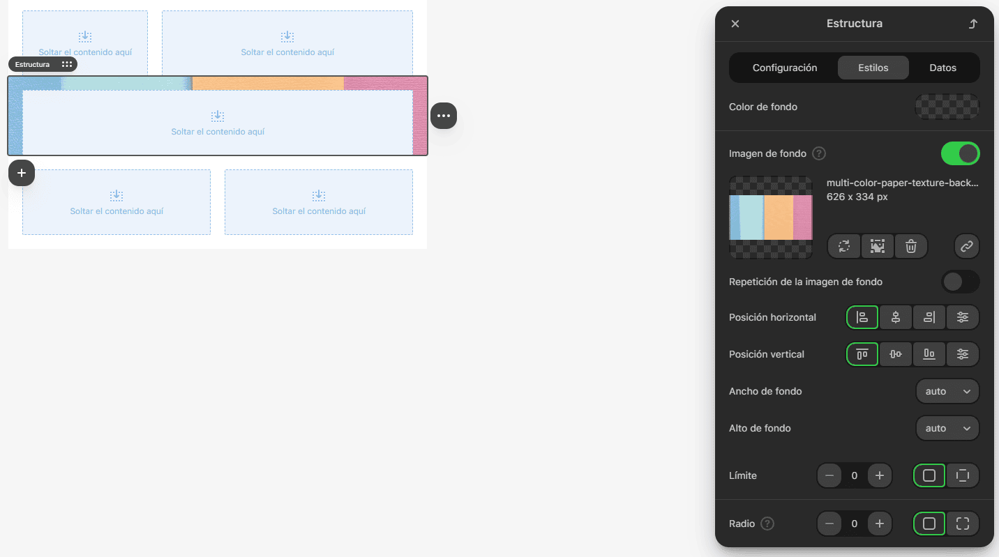 Imagen de fondo agregada Imagen de fondo agregada