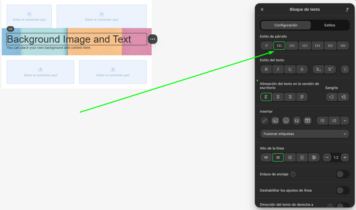 Ajustar el estilo de texto Ajustar el estilo de texto
