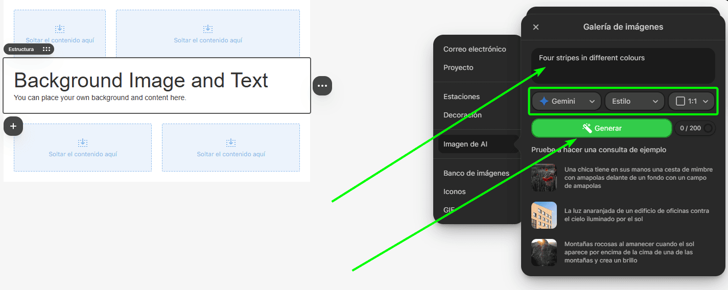 Agregar aviso y ajustar la configuración de generación de IA Agregar aviso y ajustar la configuración de generación de IA