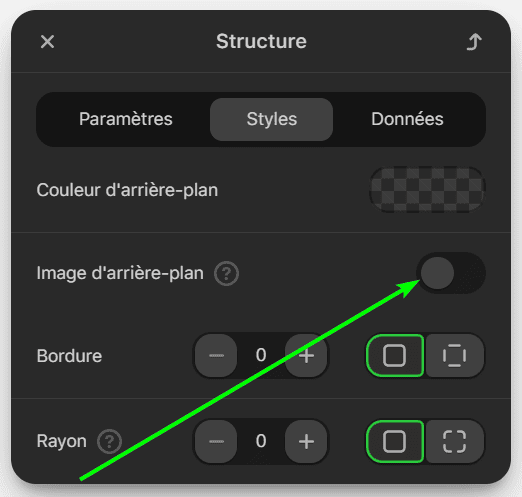 Activation d'une option d'image d'arri&egrave;re-plan