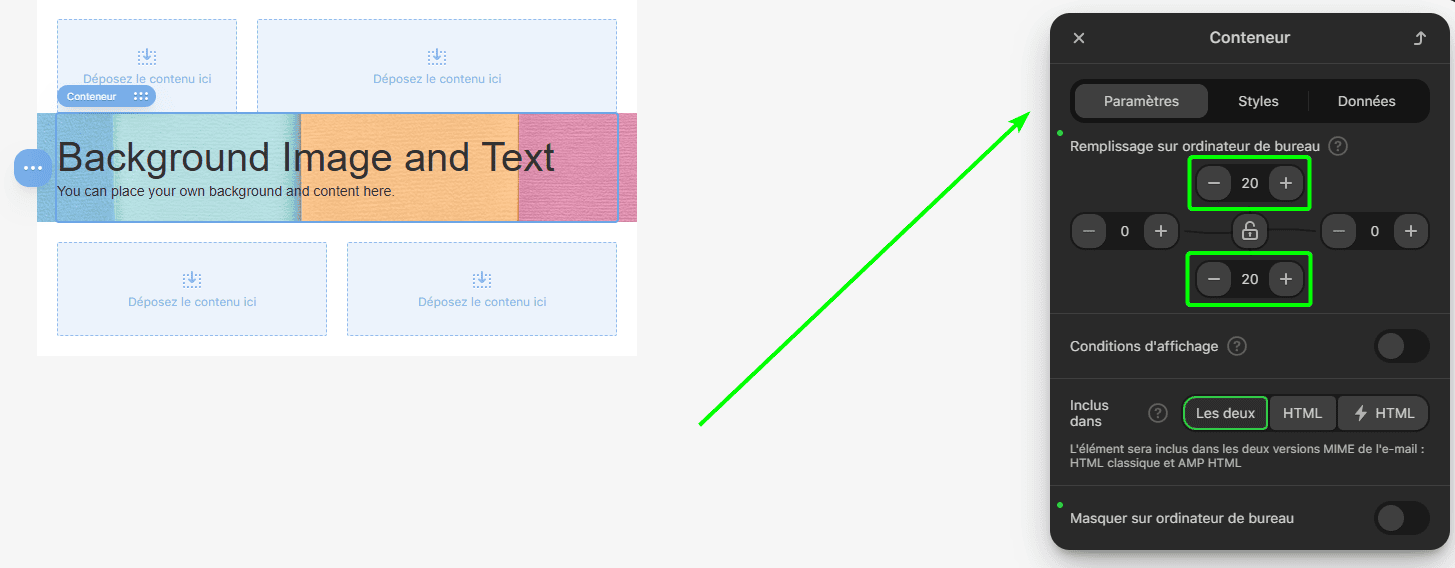 Ajustement des remplissages des blocs de texte