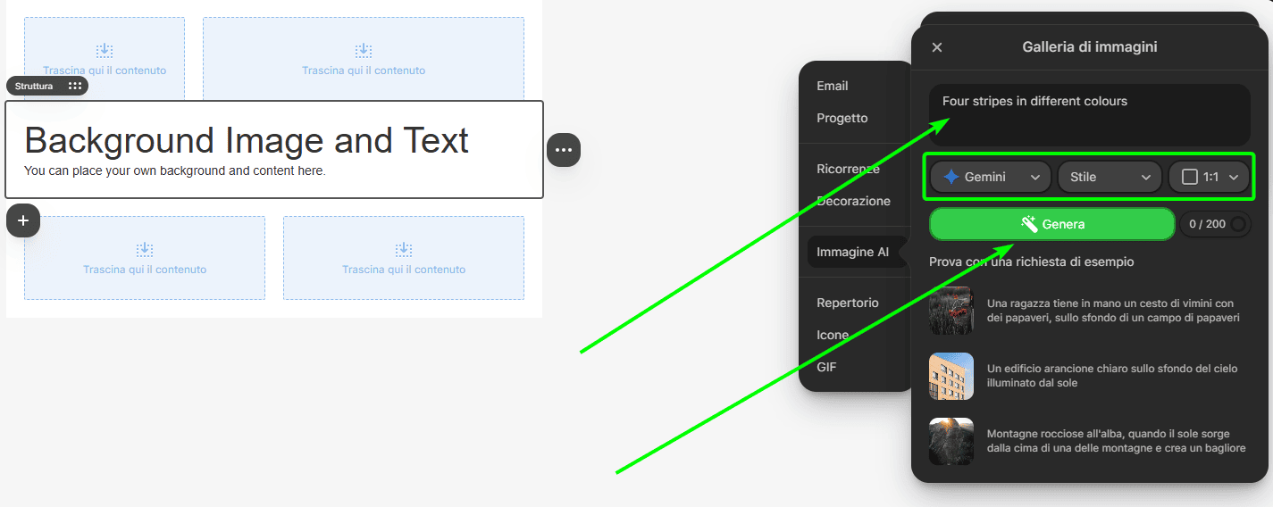 Aggiunta del prompt e ottimizzazione delle impostazioni di generazione AI Aggiunta del prompt e ottimizzazione delle impostazioni di generazione AI