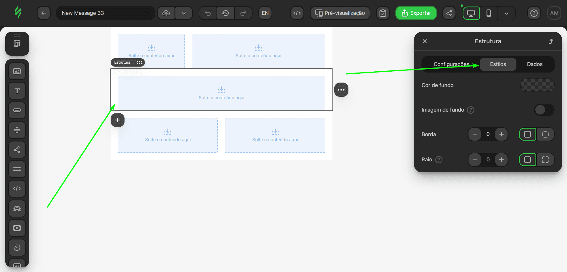 Opção de Estilos Opção de Estilos