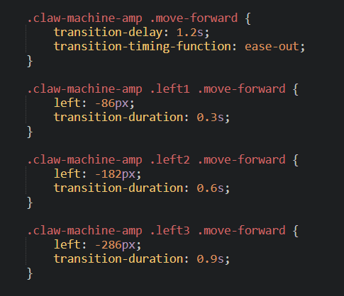 Styles for moving claw forward and back