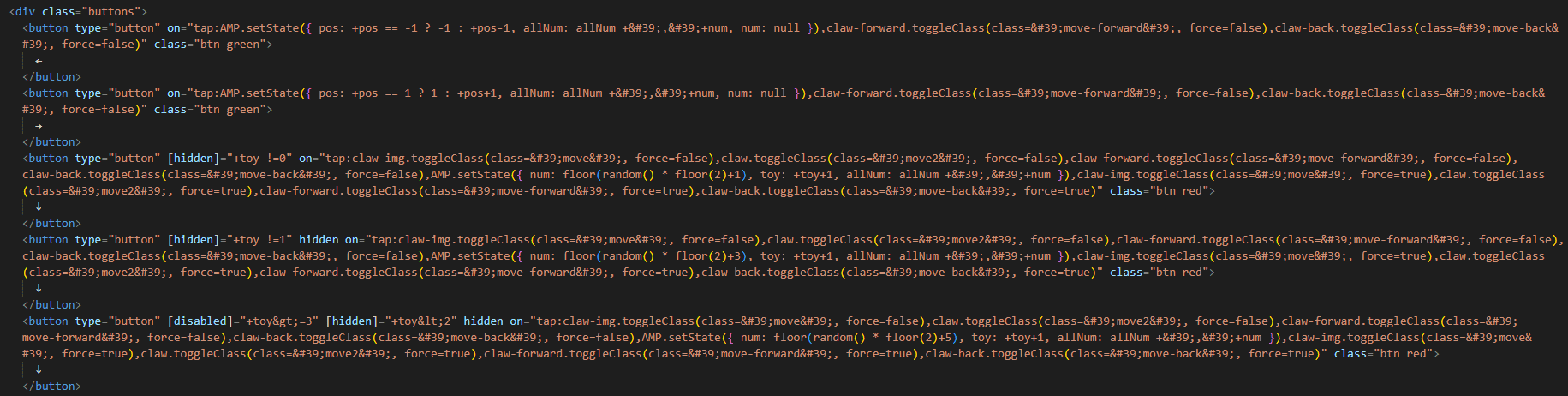 Finished code for buttons