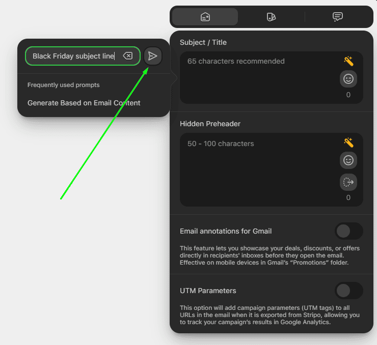 Generating a subject line with AI Generating a subject line with AI