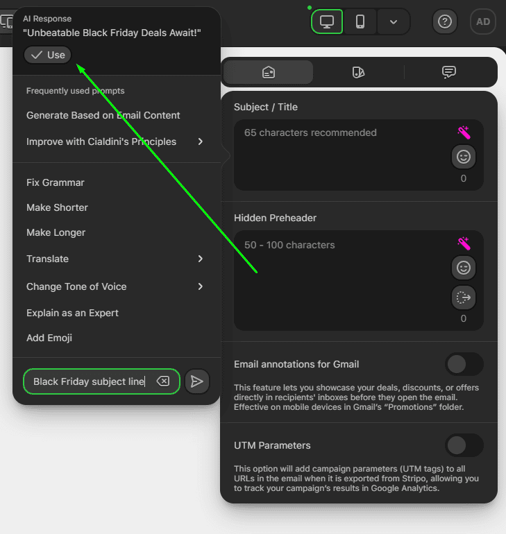 Applying generated subject line Applying generated subject line