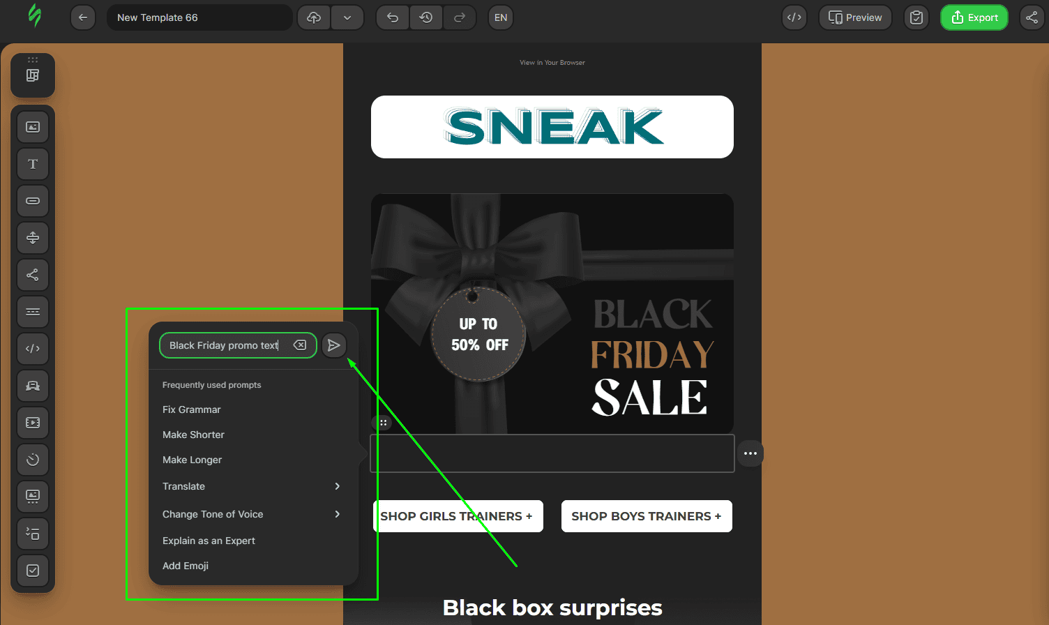 Writing prompt to tweak text with AI Writing prompt to tweak text with AI