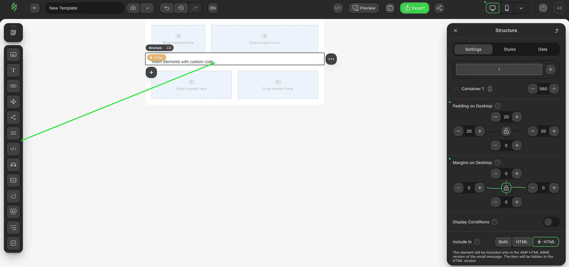 Adding a required HTML block