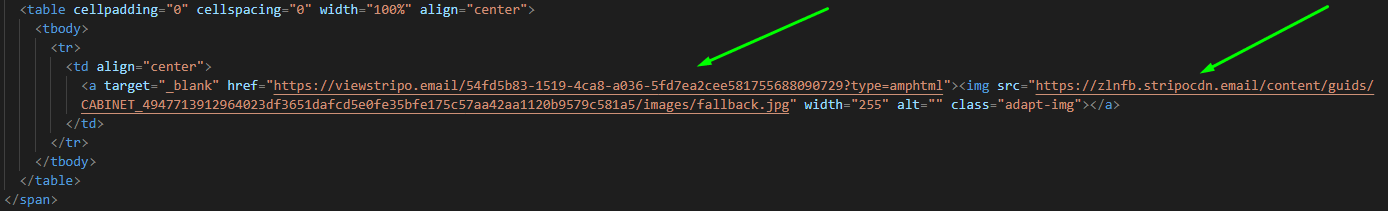 Change image and web version links here