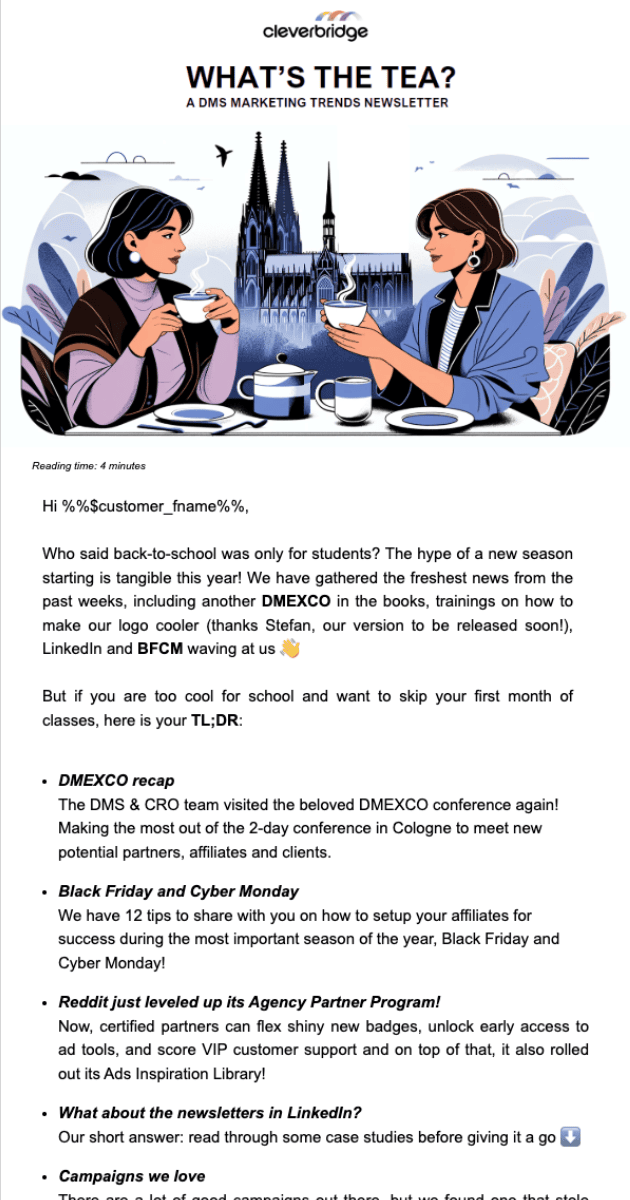 Example of email marketing newsletter