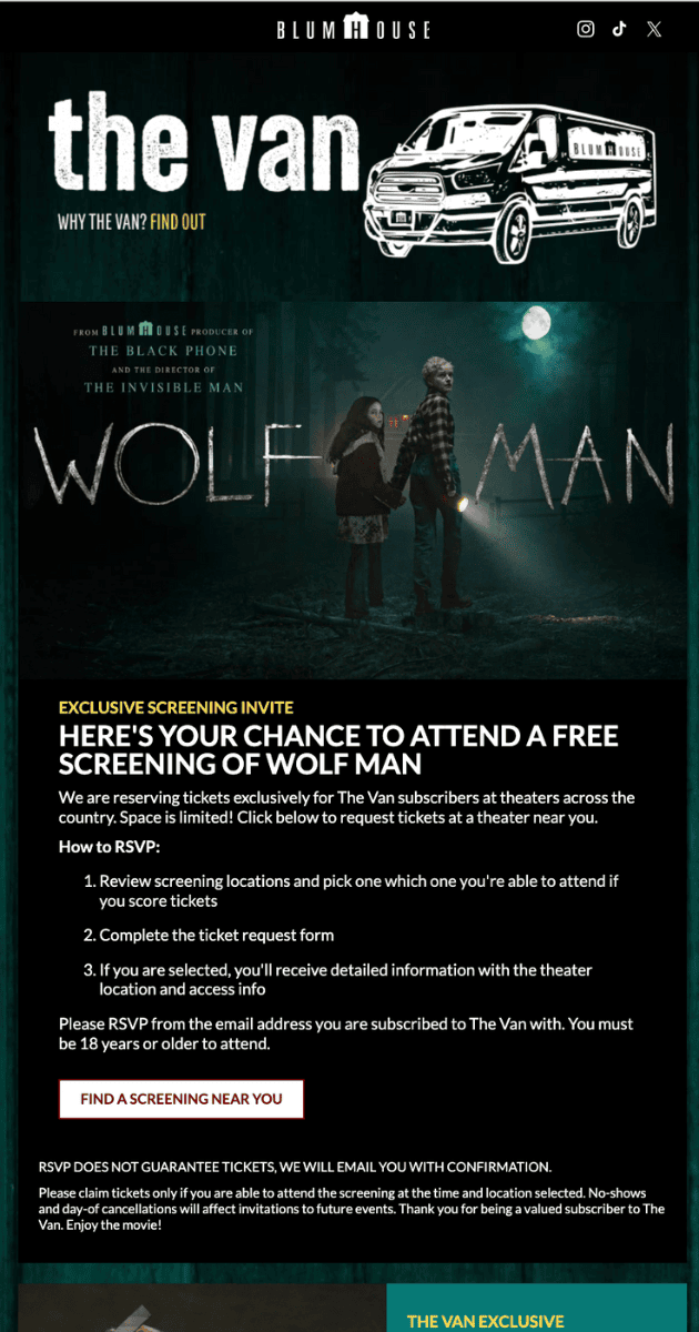 Email with dark design and contrast layout