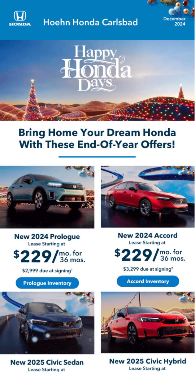 Email example for the automobile industry