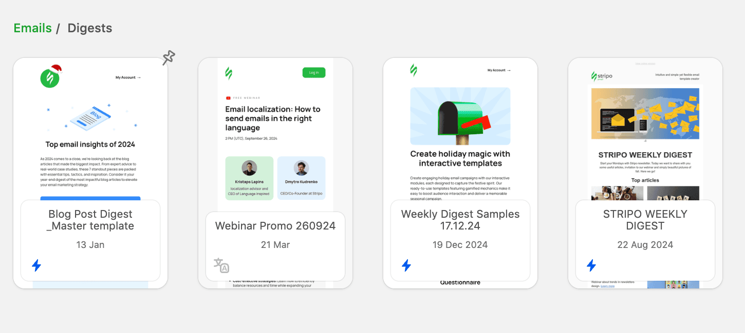 How to pin the master template in Stripo