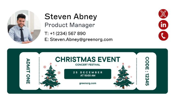 Email signature with a discount to a company event