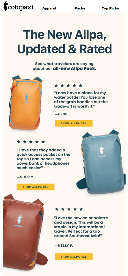 Zig-zag layout example