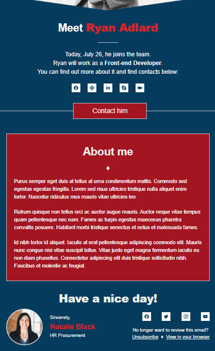 Single-column signature example