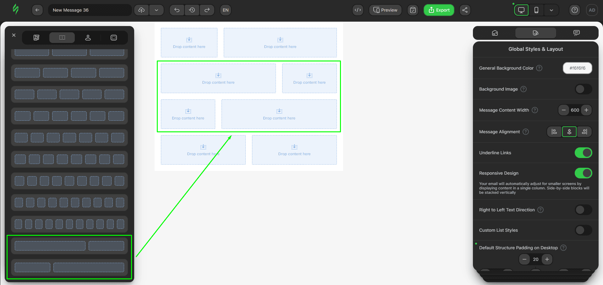 Zig-zag layout with basic layouts