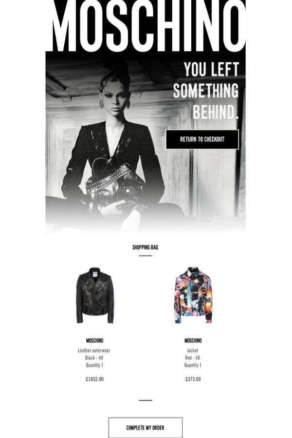 Black and white email from Moschino Black and white email from Moschino