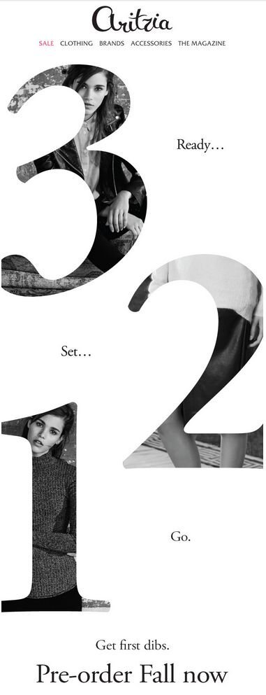 Black and white email from Aritzia Black and white email from Aritzia