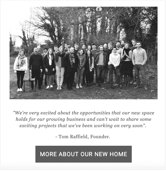 Black and white email from Tom Raffield Black and white email from Tom Raffield