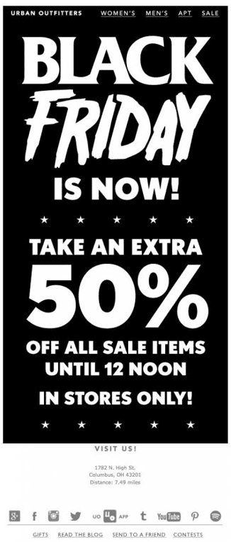 Example of an email with an increasing font size Example of an email with an increasing font size